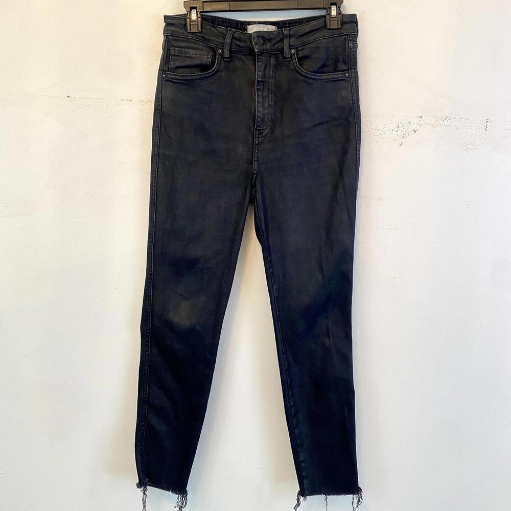 WE THE FREE black coated high rise denim skinny jeans sz 30
